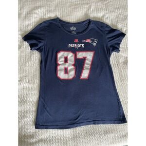 Rob Gronkowski #87 New England Patriots Majestic Jersey Style T-Shirt SZ Small